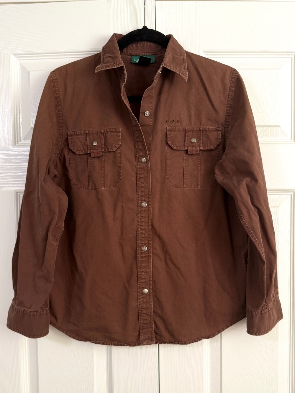 Lauren Ralph Lauren Brown Utility Button Shirt Womens Small Cotton Safari Snaps